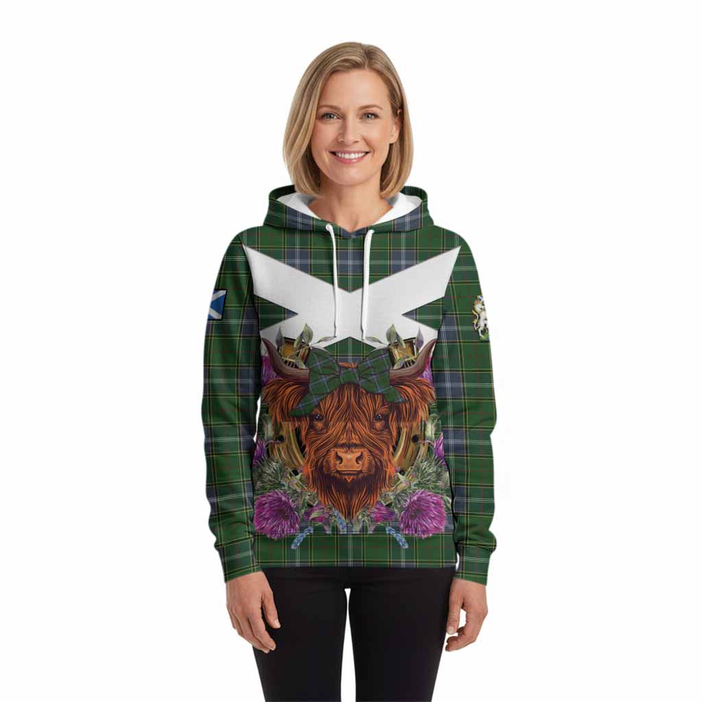 Pringle Tartan Hoodie Scottish Thistle Heilan Coo