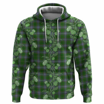 Pringle Tartan Hoodie Seamless Scottish Thistle Flowers