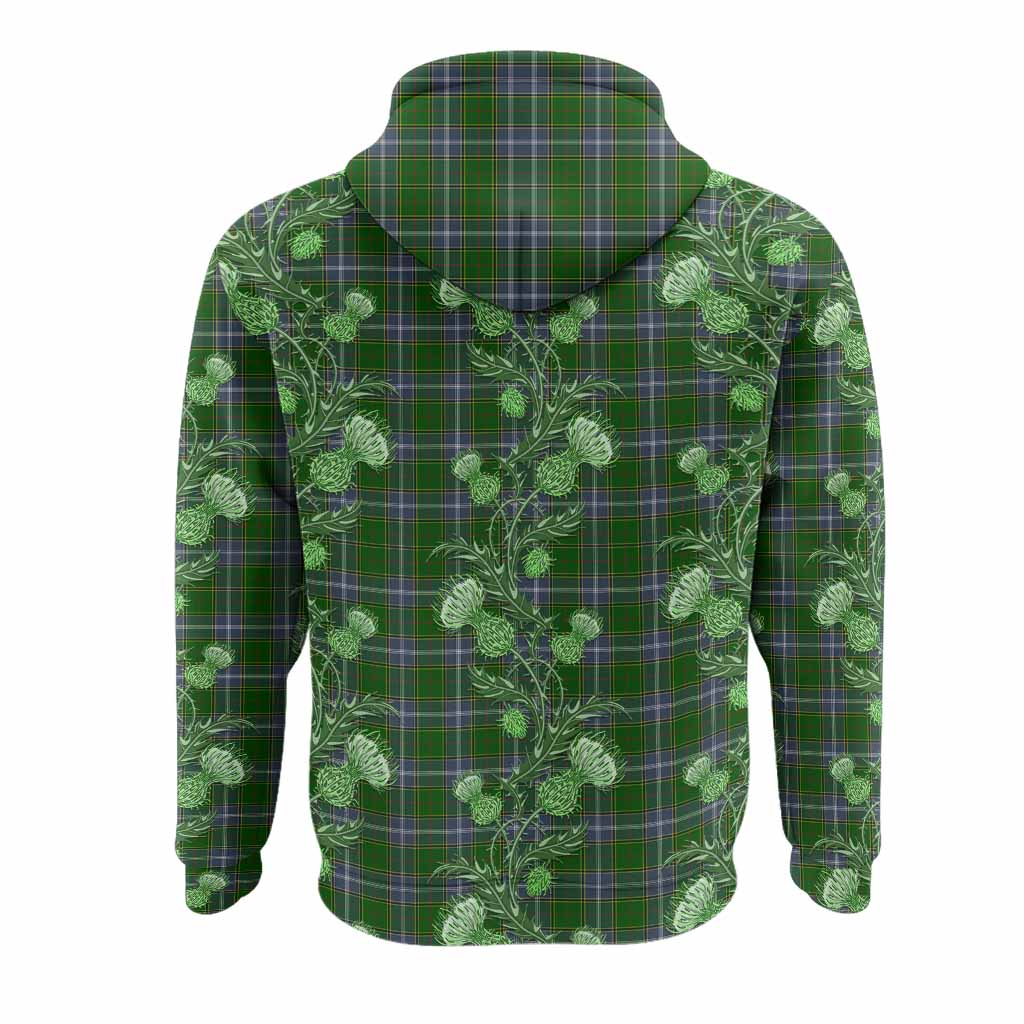 Pringle Tartan Hoodie Seamless Scottish Thistle Flowers