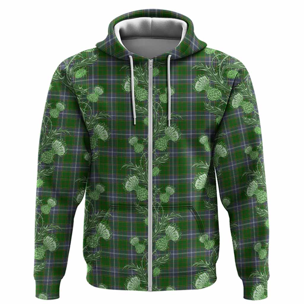 Pringle Tartan Hoodie Seamless Scottish Thistle Flowers