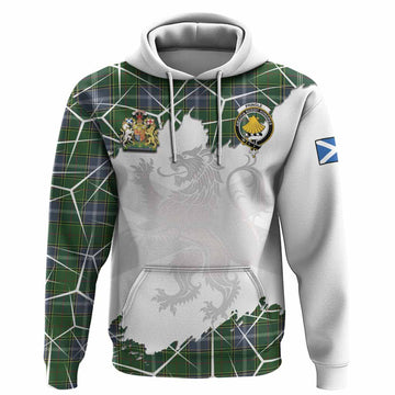 Pringle Tartan Hoodie with Family Crest and Lion Rampant Grunge Style