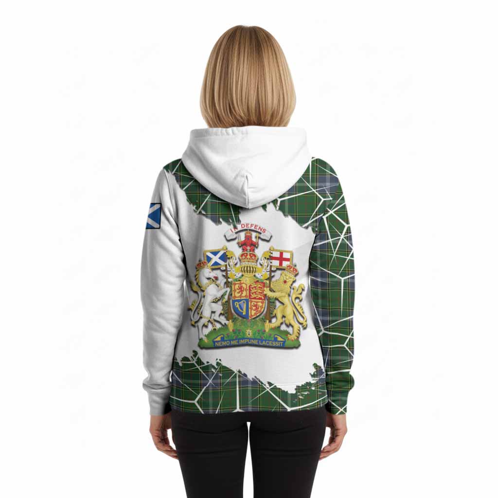 Pringle Tartan Hoodie with Family Crest and Lion Rampant Grunge Style