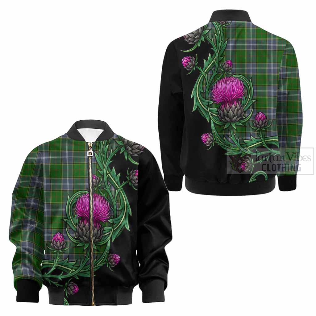 Pringle Tartan Kid Bomber Jacket Resilient Scottish Thistle - Tartan Vibes Clothing