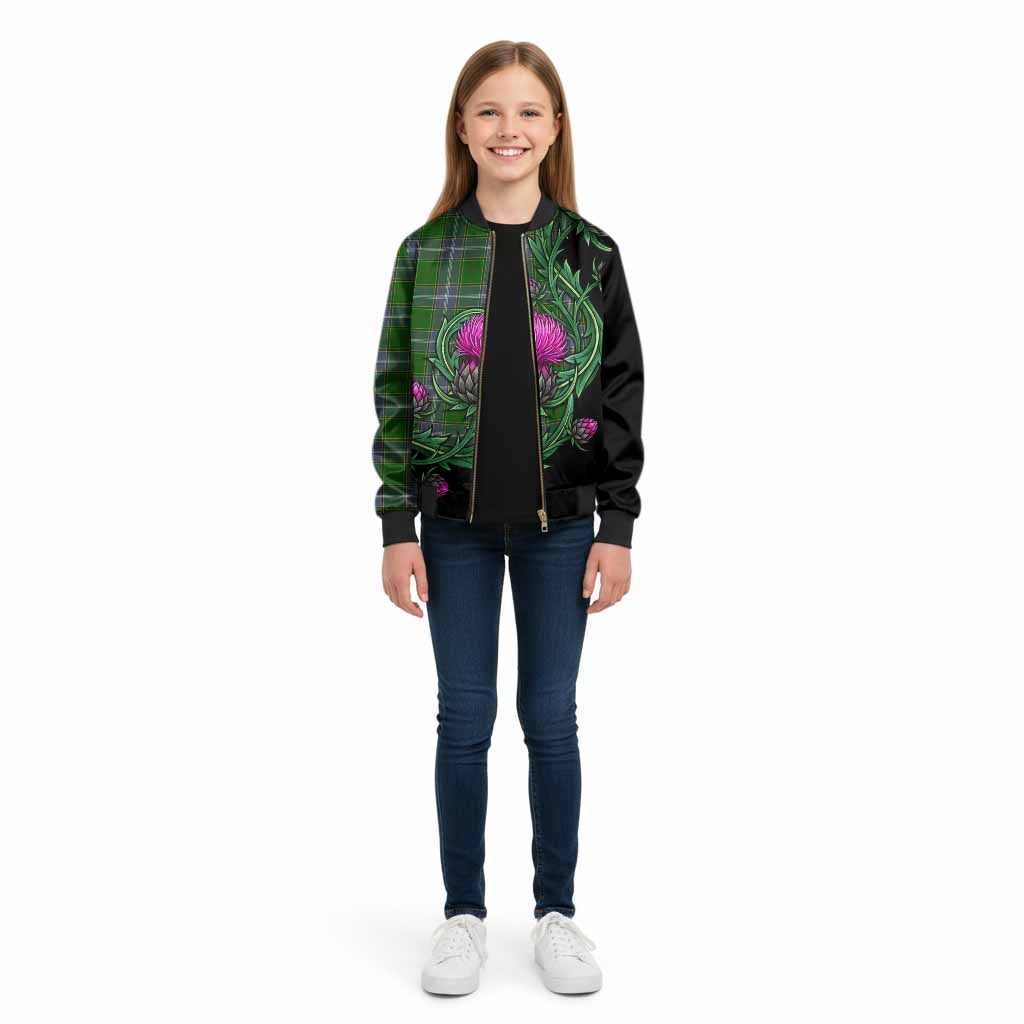 Pringle Tartan Kid Bomber Jacket Resilient Scottish Thistle - Tartan Vibes Clothing