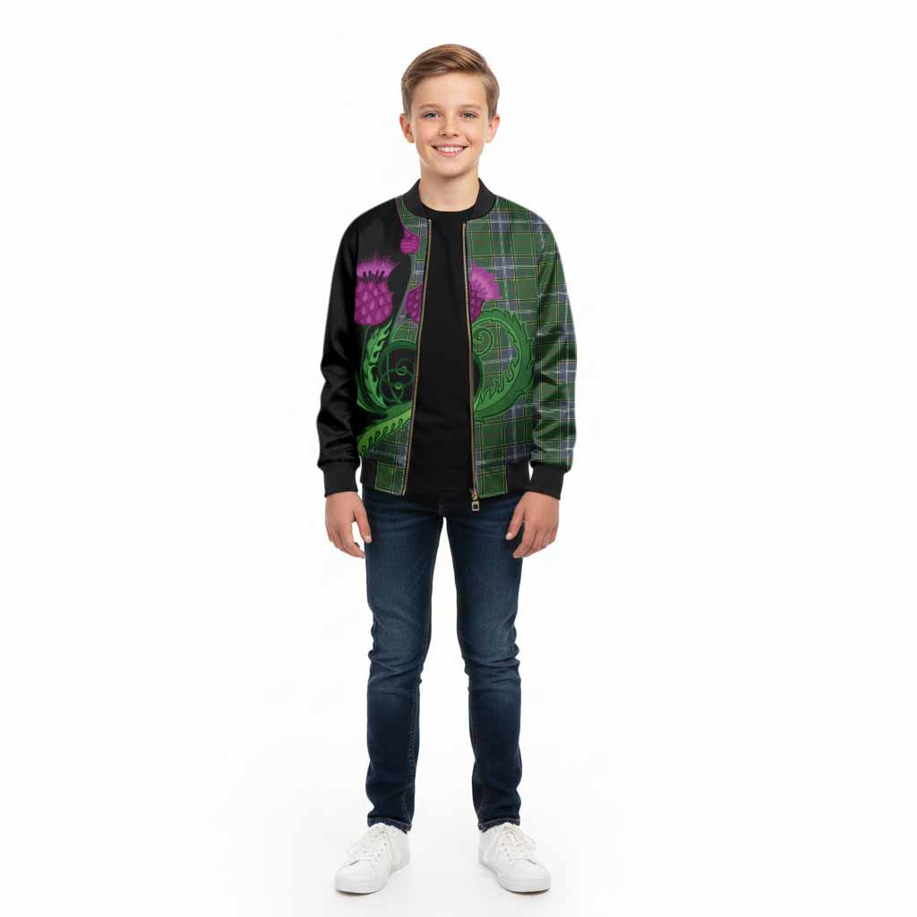 Pringle Tartan Kid Bomber Jacket Traditional Scottish Thistle