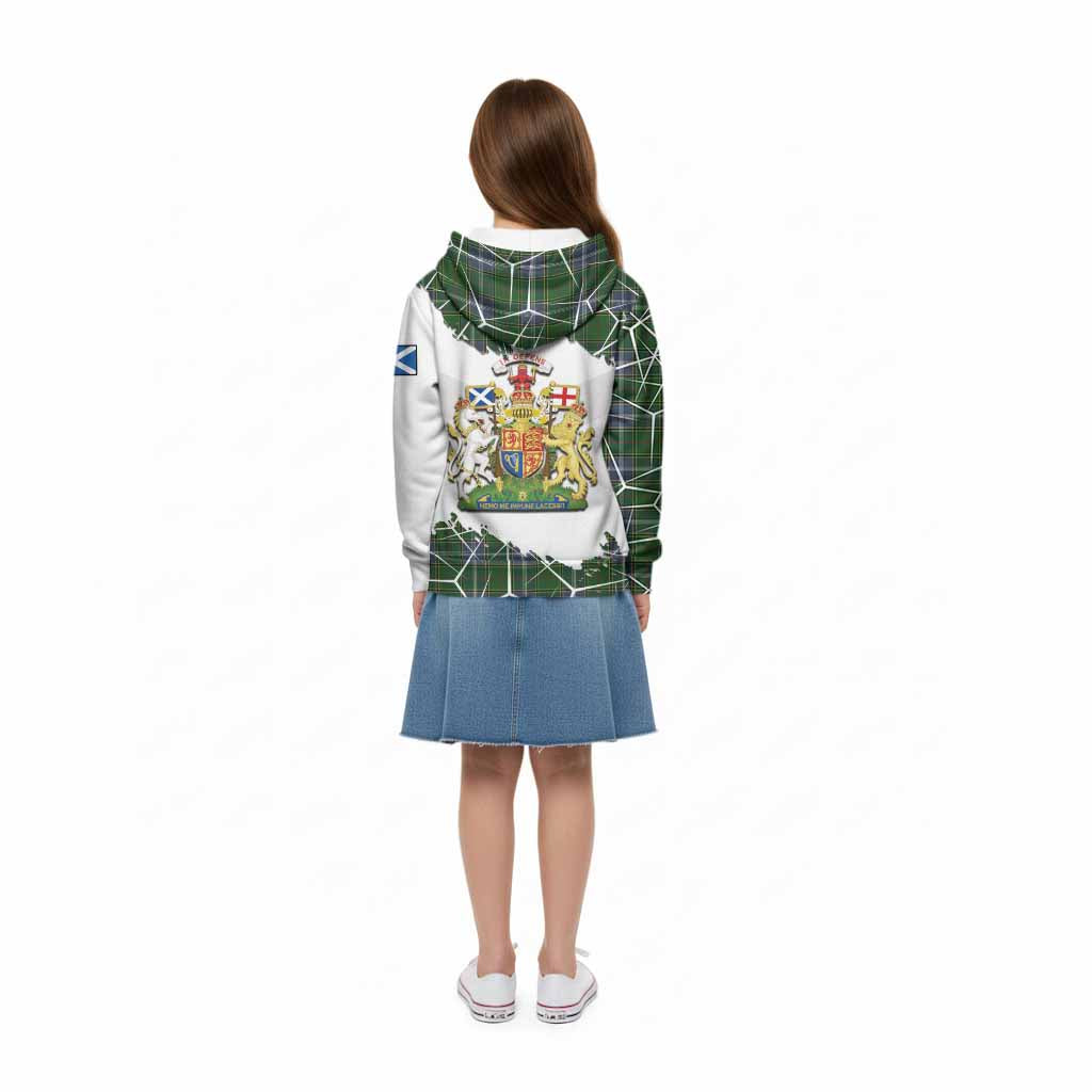Pringle Tartan Kid Hoodie with Family Crest and Lion Rampant Grunge Style