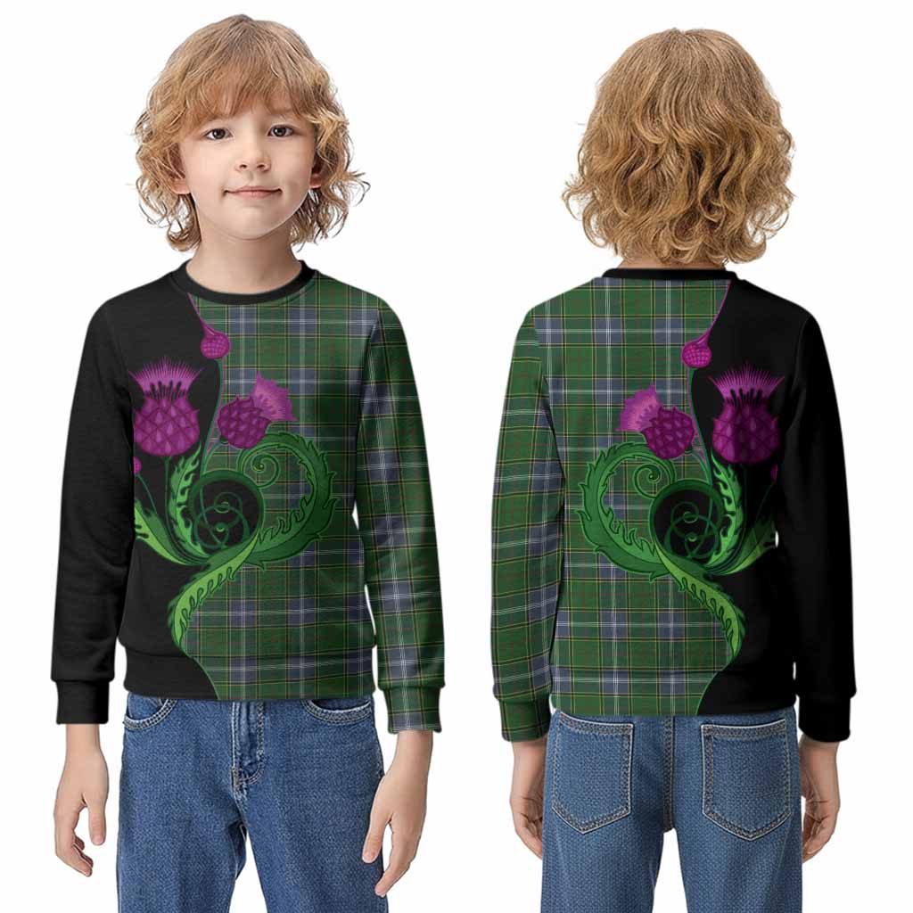 Pringle Tartan Kid Knitted Sweatshirt Traditional Scottish Thistle