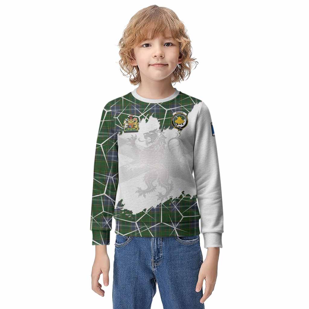 Pringle Tartan Kid Knitted Sweatshirt with Family Crest and Lion Rampant Grunge Style