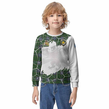 Pringle Tartan Kid Knitted Sweatshirt with Family Crest and Lion Rampant Grunge Style