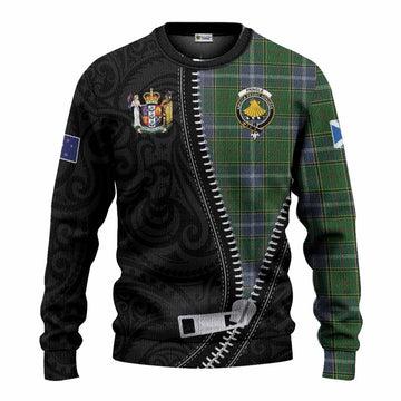 Pringle Tartan Knitted Sweater New Zealand Pattern Unique Zipper Stylized