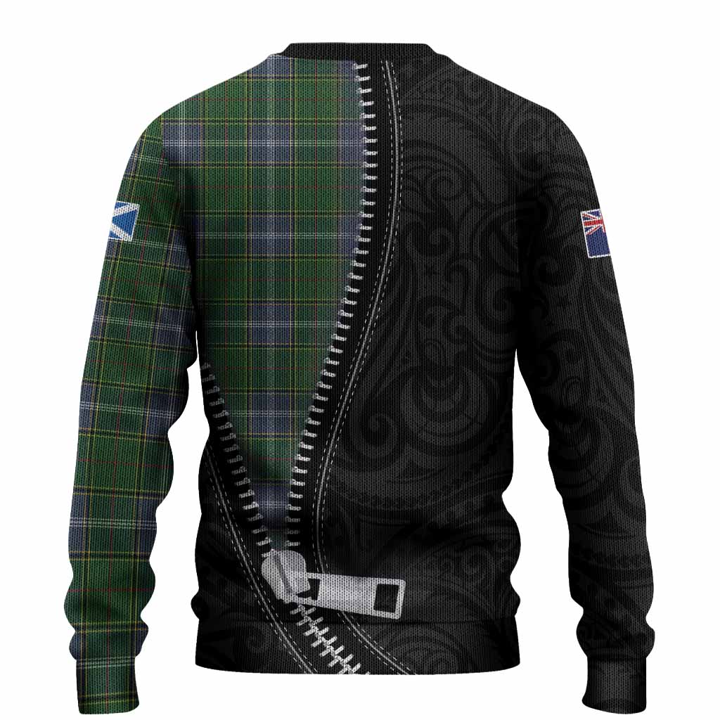 Pringle Tartan Knitted Sweater New Zealand Pattern Unique Zipper Stylized