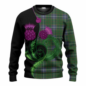 Pringle Tartan Knitted Sweater Traditional Scottish Thistle