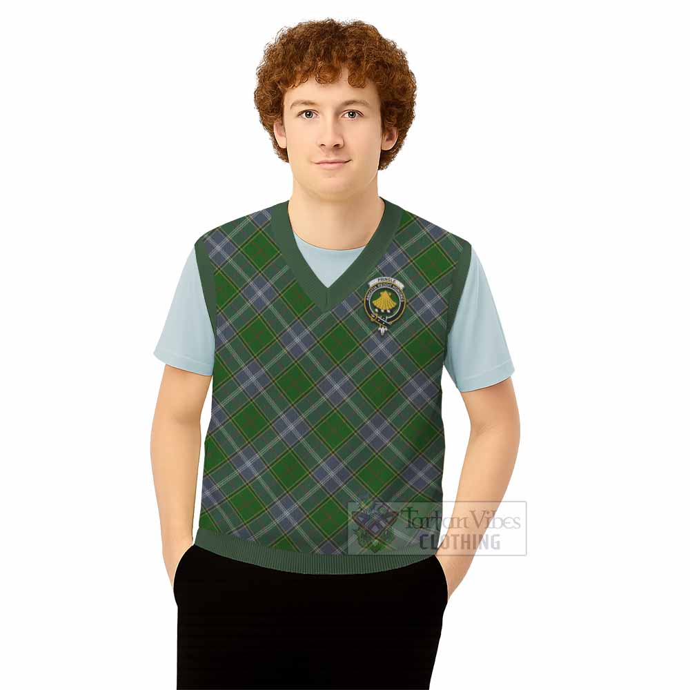 Pringle Tartan Knitted V-Neck Vest with Family Crest Cross Style