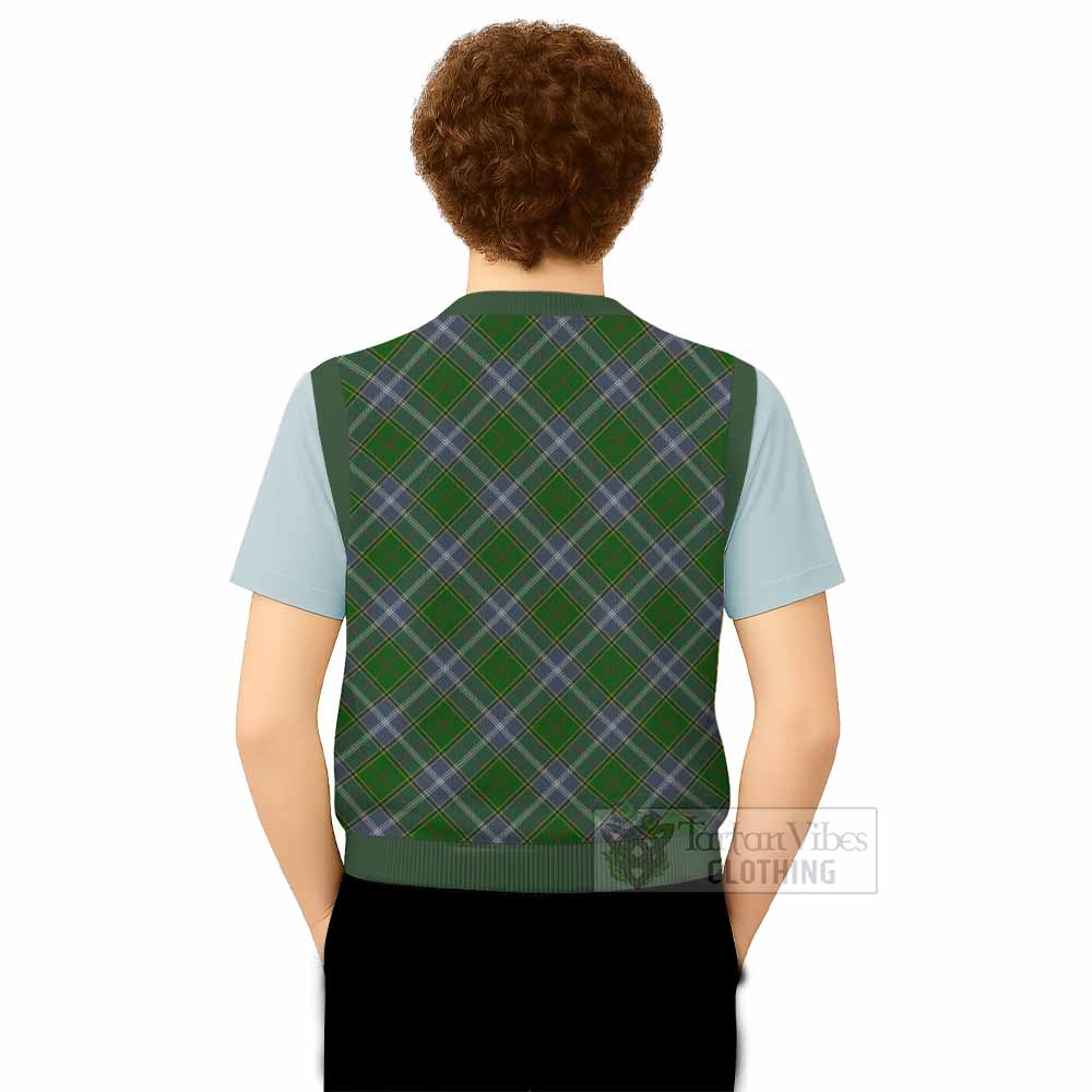 Pringle Tartan Knitted V-Neck Vest with Family Crest Cross Style
