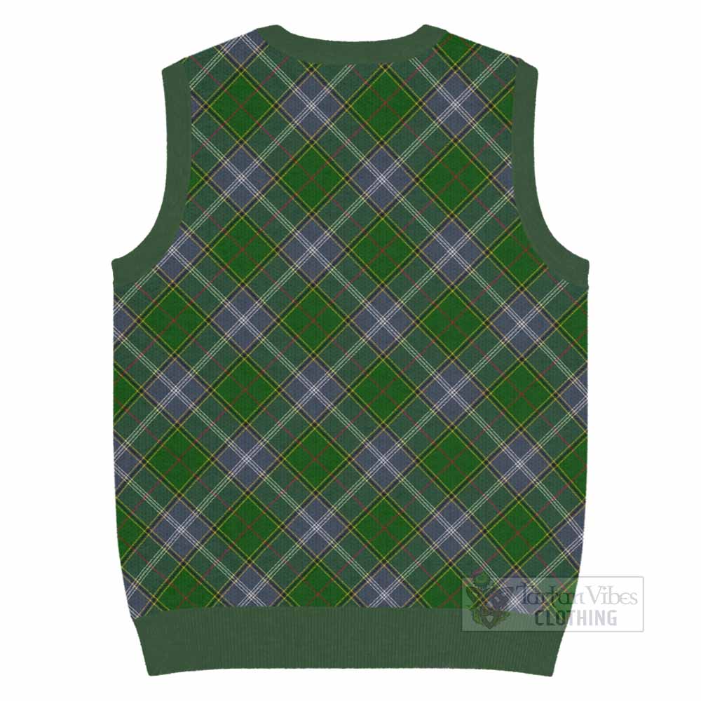 Pringle Tartan Knitted V-Neck Vest with Family Crest Cross Style