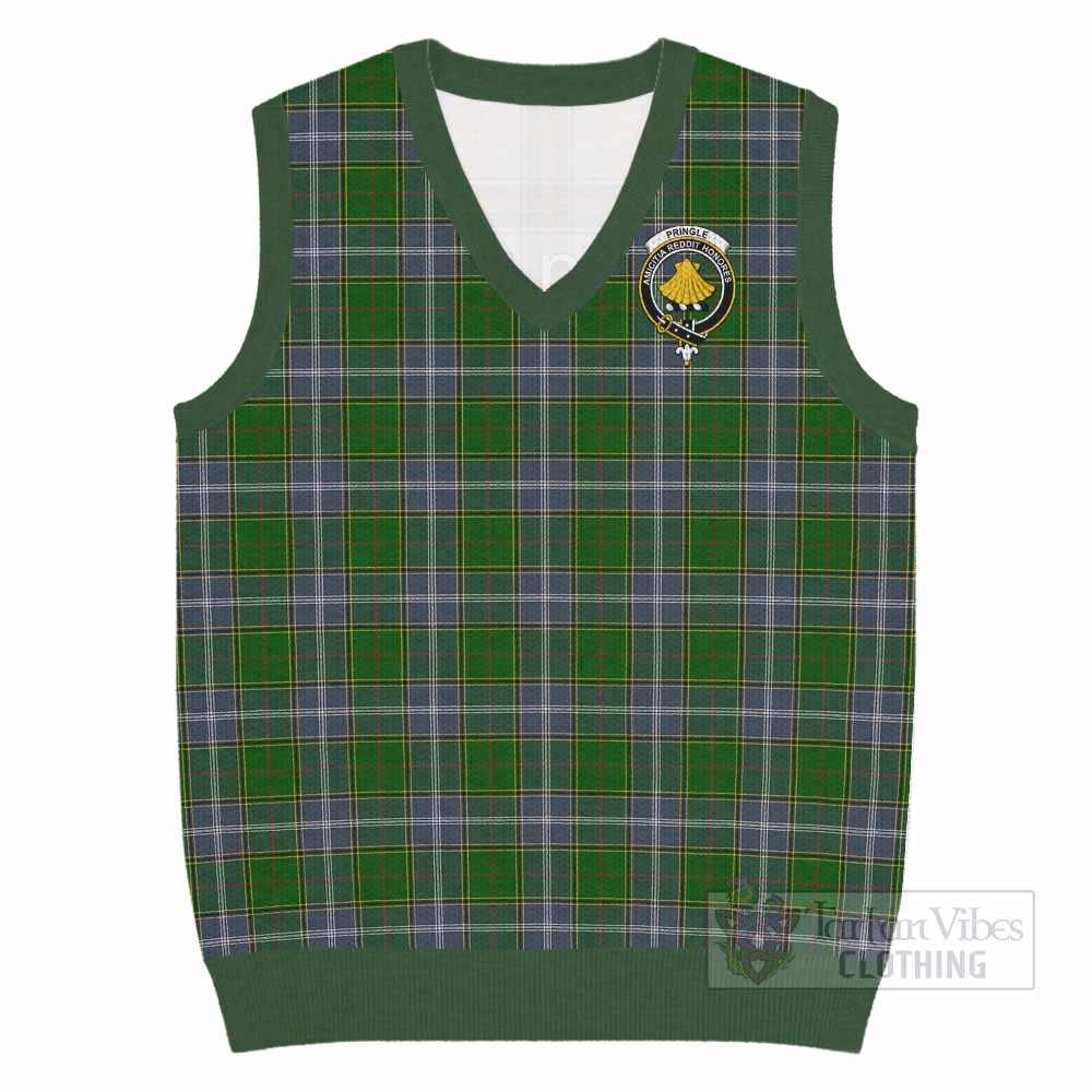 Pringle Tartan Knitted V-Neck Vest with Family Crest - Tartan Vibes Clothing