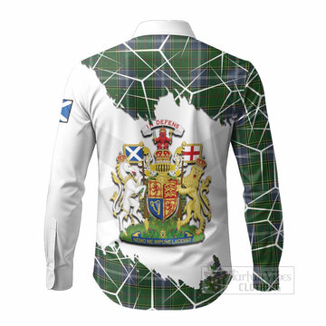 Pringle Tartan Long Sleeve Button Shirts with Family Crest and Lion Rampant Grunge Style