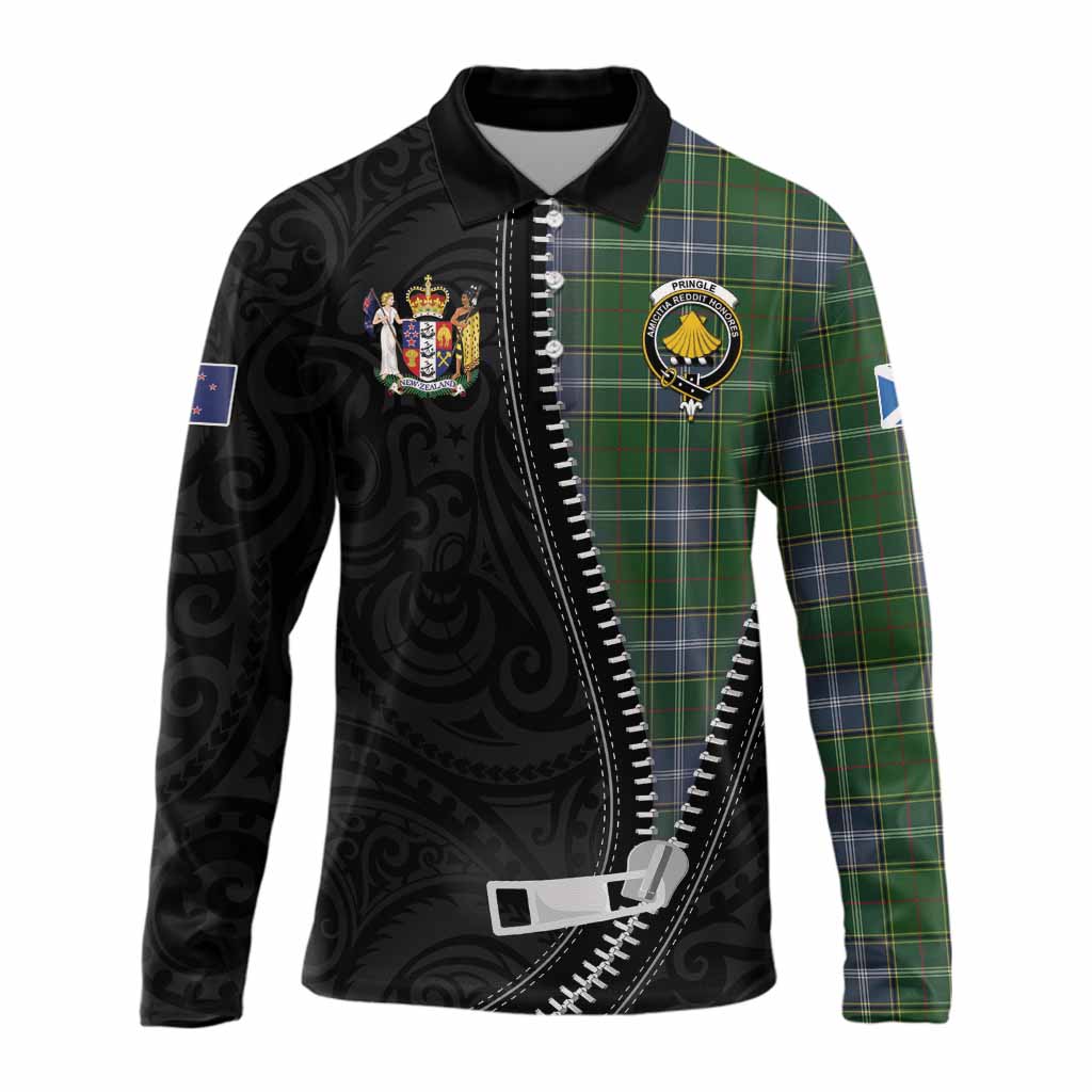 Pringle Tartan Long Sleeve Polo Shirt New Zealand Pattern Unique Zipper Stylized