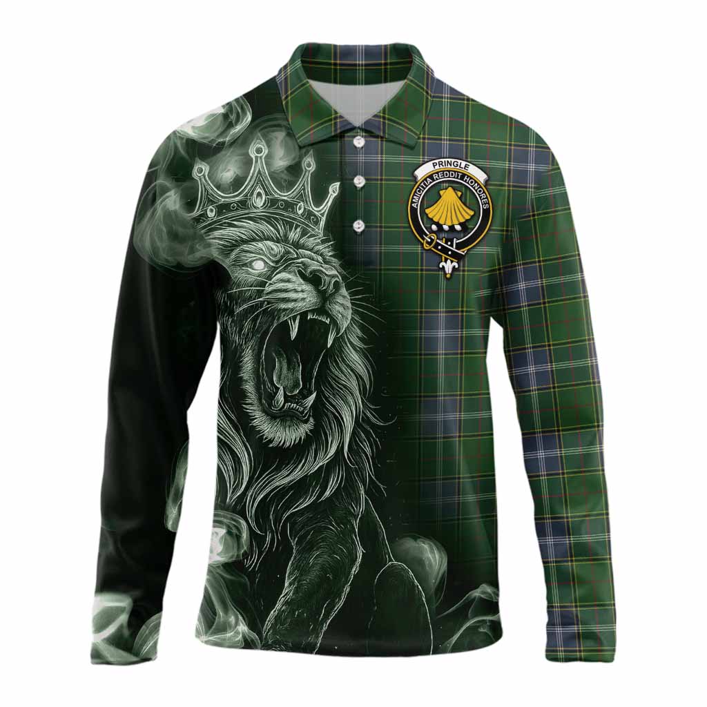 Pringle Tartan Long Sleeve Polo Shirt Roaring Lion Heritage