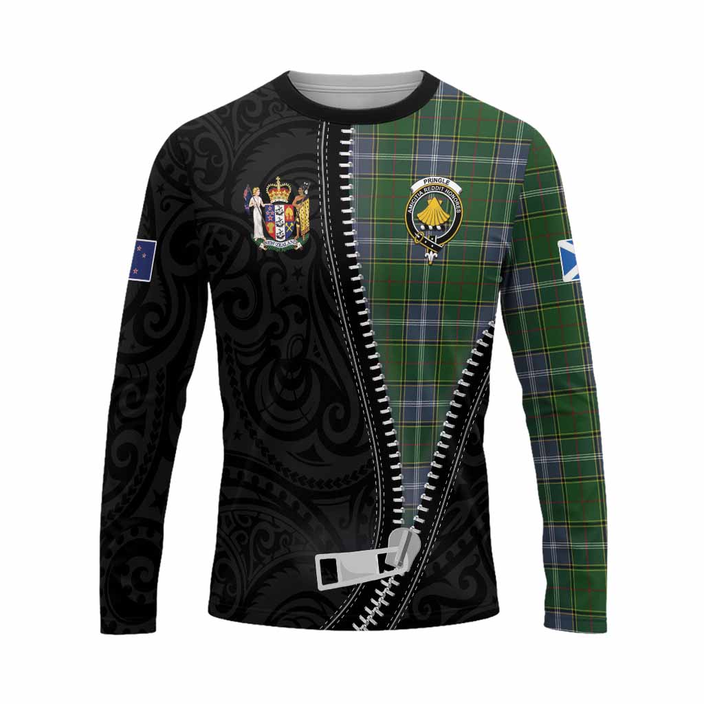 Pringle Tartan Long Sleeve T-Shirt New Zealand Pattern Unique Zipper Stylized