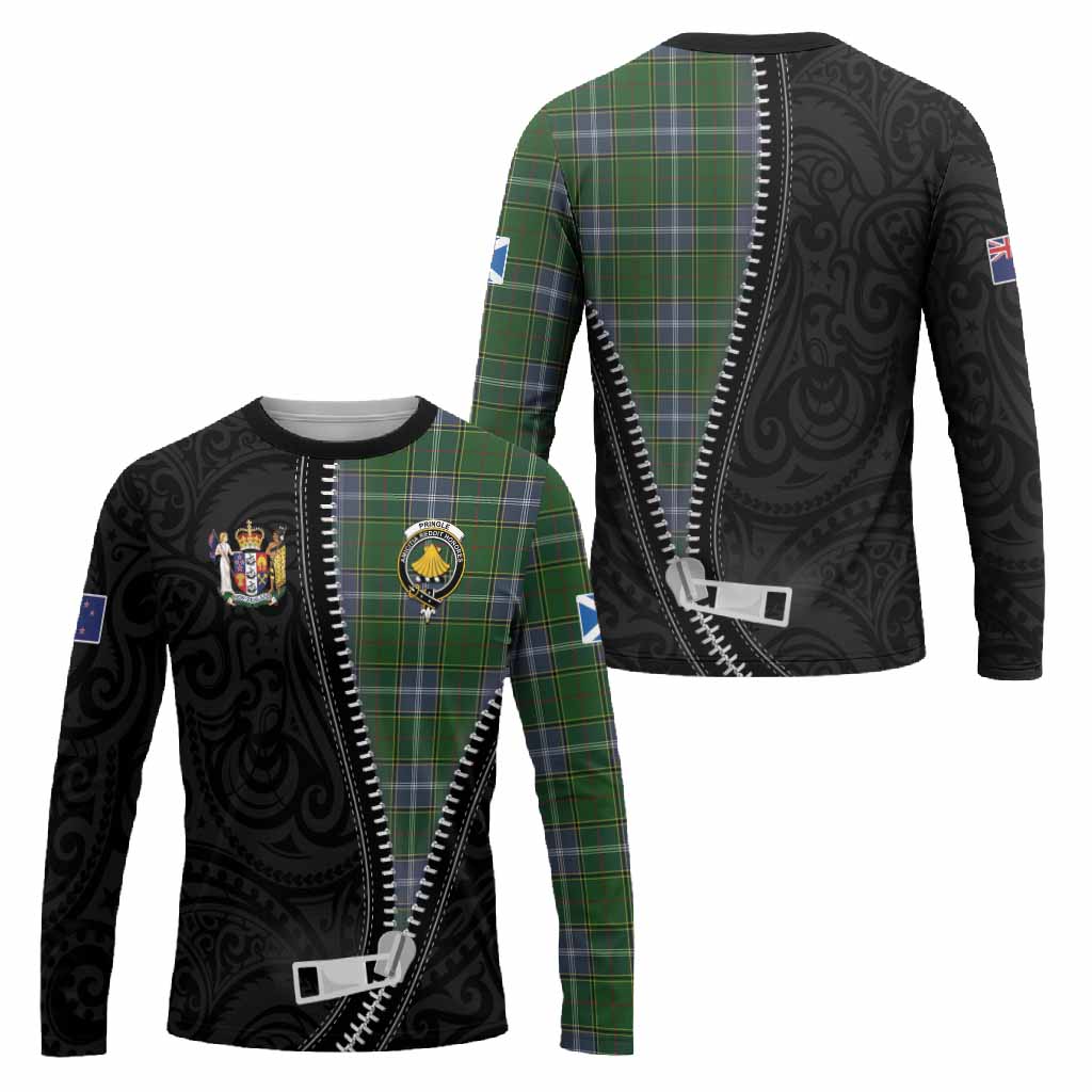 Pringle Tartan Long Sleeve T-Shirt New Zealand Pattern Unique Zipper Stylized