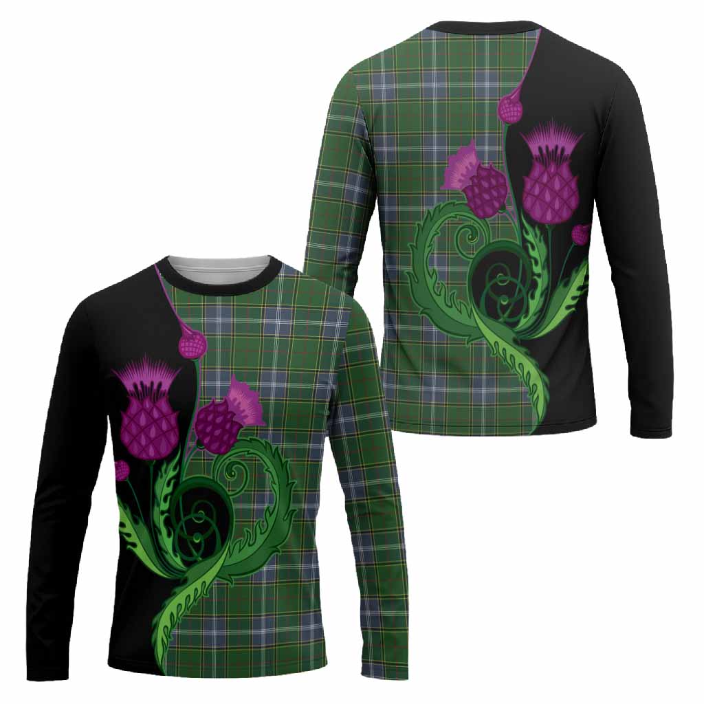 Pringle Tartan Long Sleeve T-Shirt Traditional Scottish Thistle
