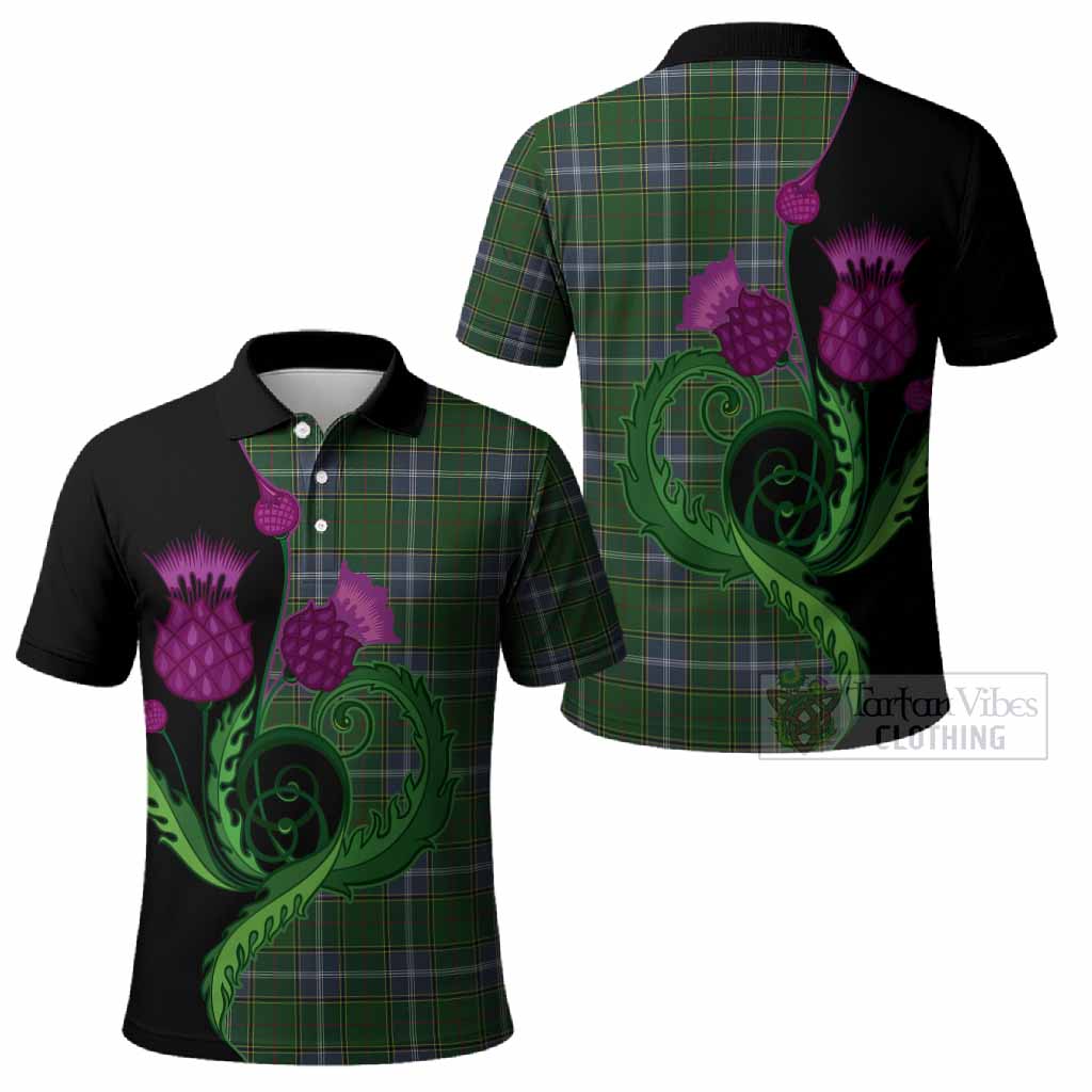 Pringle Tartan Polo Shirt Traditional Scottish Thistle