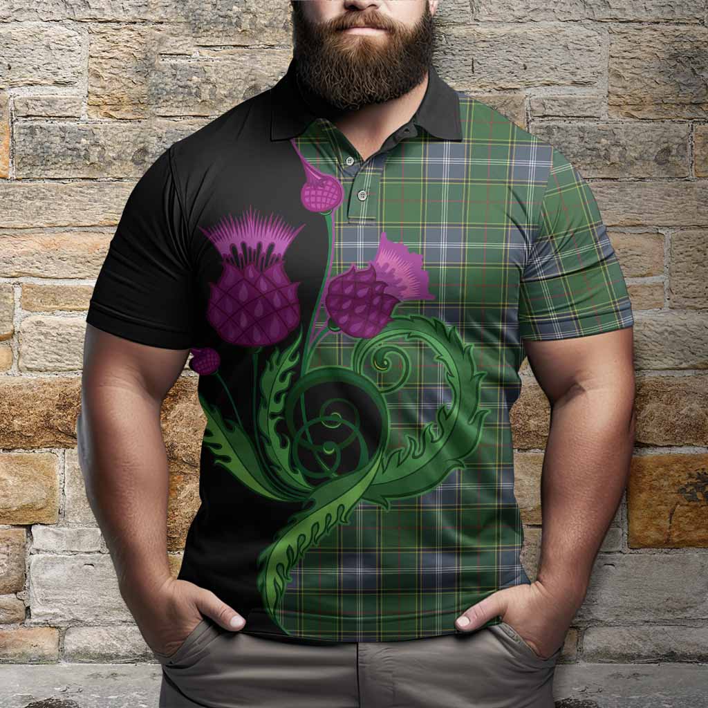 Pringle Tartan Polo Shirt Traditional Scottish Thistle