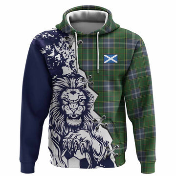 Pringle Tartan Scottish Hoodie Angry Lion With Soccer Ball Style