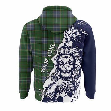 Pringle Tartan Scottish Hoodie Angry Lion With Soccer Ball Style