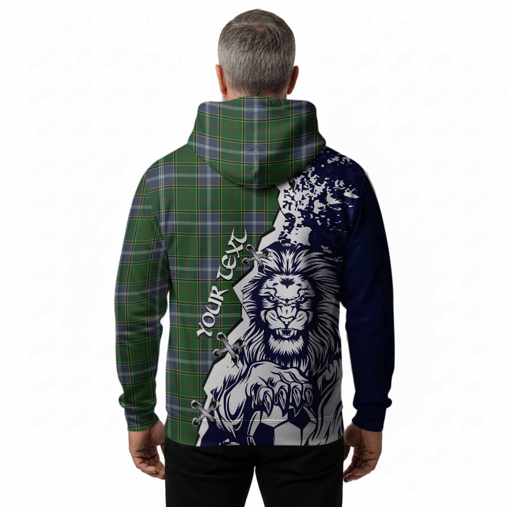 Pringle Tartan Scottish Hoodie Angry Lion With Soccer Ball Style