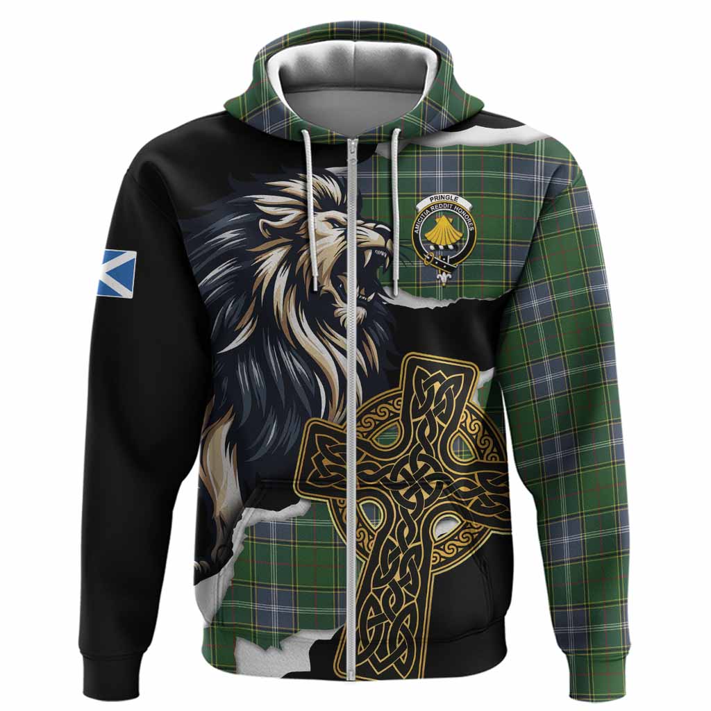 Pringle Tartan Scottish Hoodie Lion Celtic Heritage