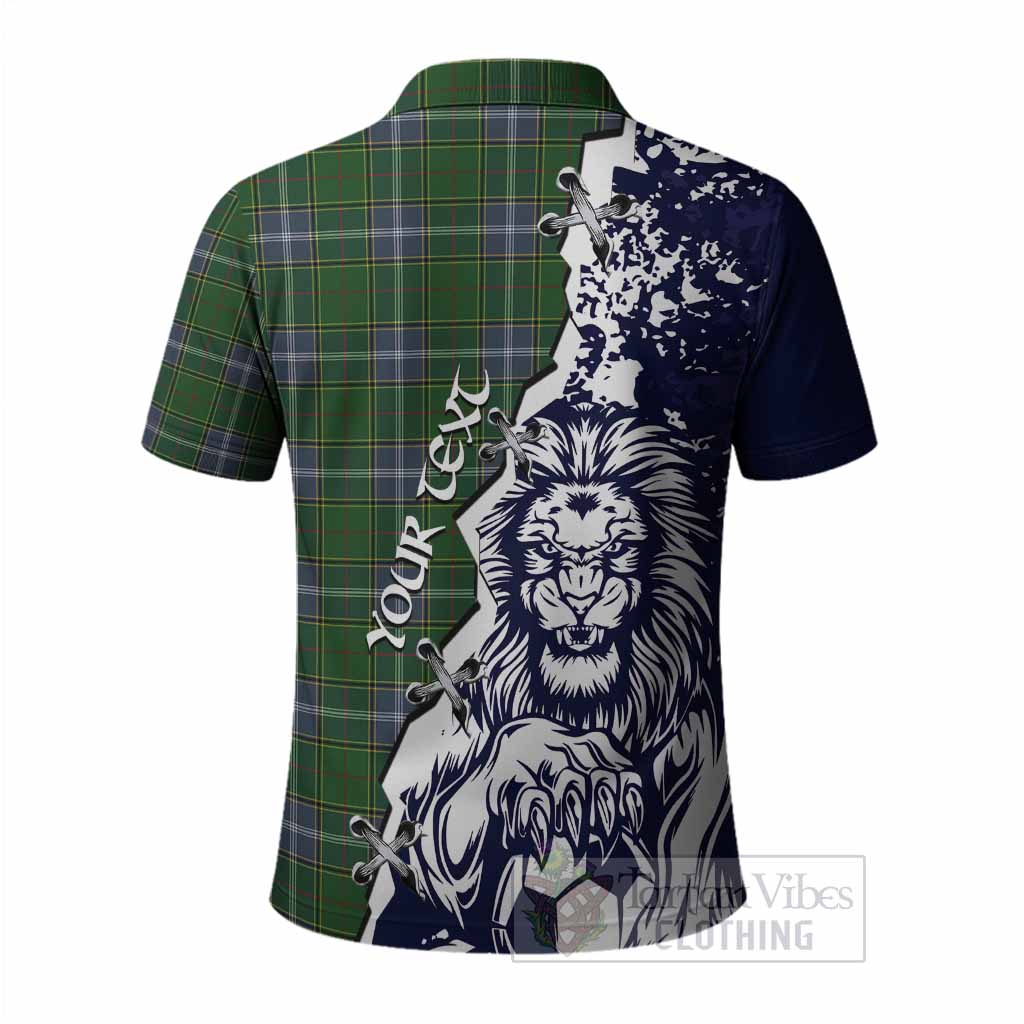 Pringle Tartan Scottish Polo Shirt Angry Lion With Soccer Ball Style