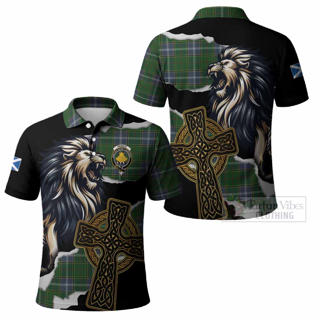 Pringle Tartan Scottish Polo Shirt Lion Celtic Heritage