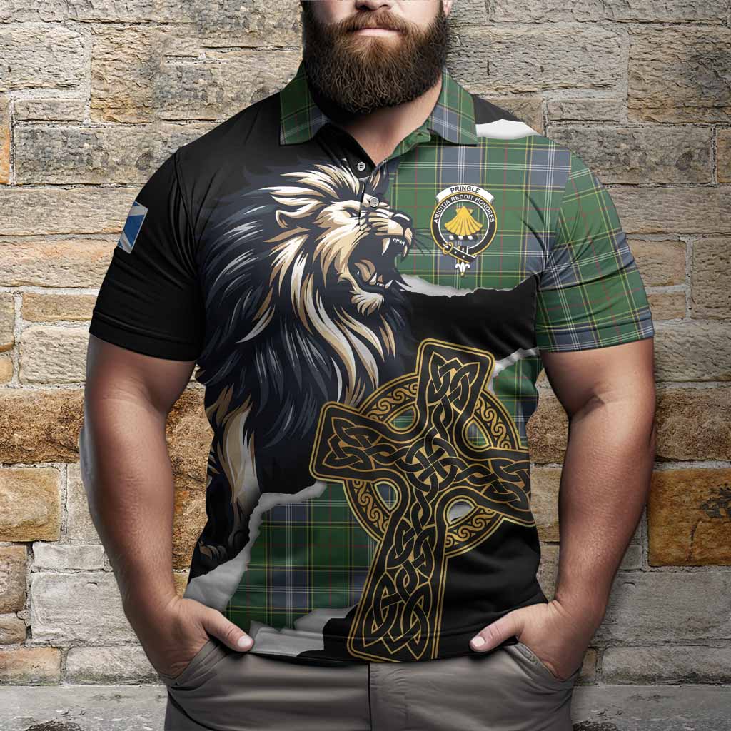 Pringle Tartan Scottish Polo Shirt Lion Celtic Heritage