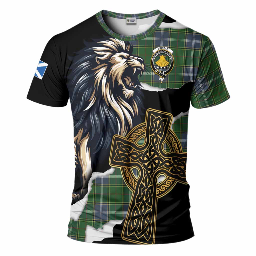 Pringle Tartan Scottish T-Shirt Lion Celtic Heritage