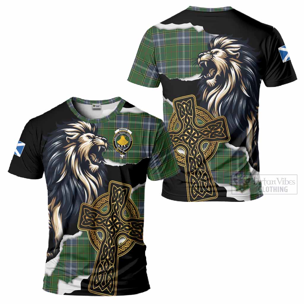 Pringle Tartan Scottish T-Shirt Lion Celtic Heritage