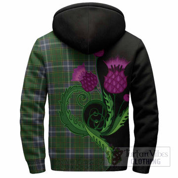 Pringle Tartan Sherpa Hoodie Traditional Scottish Thistle
