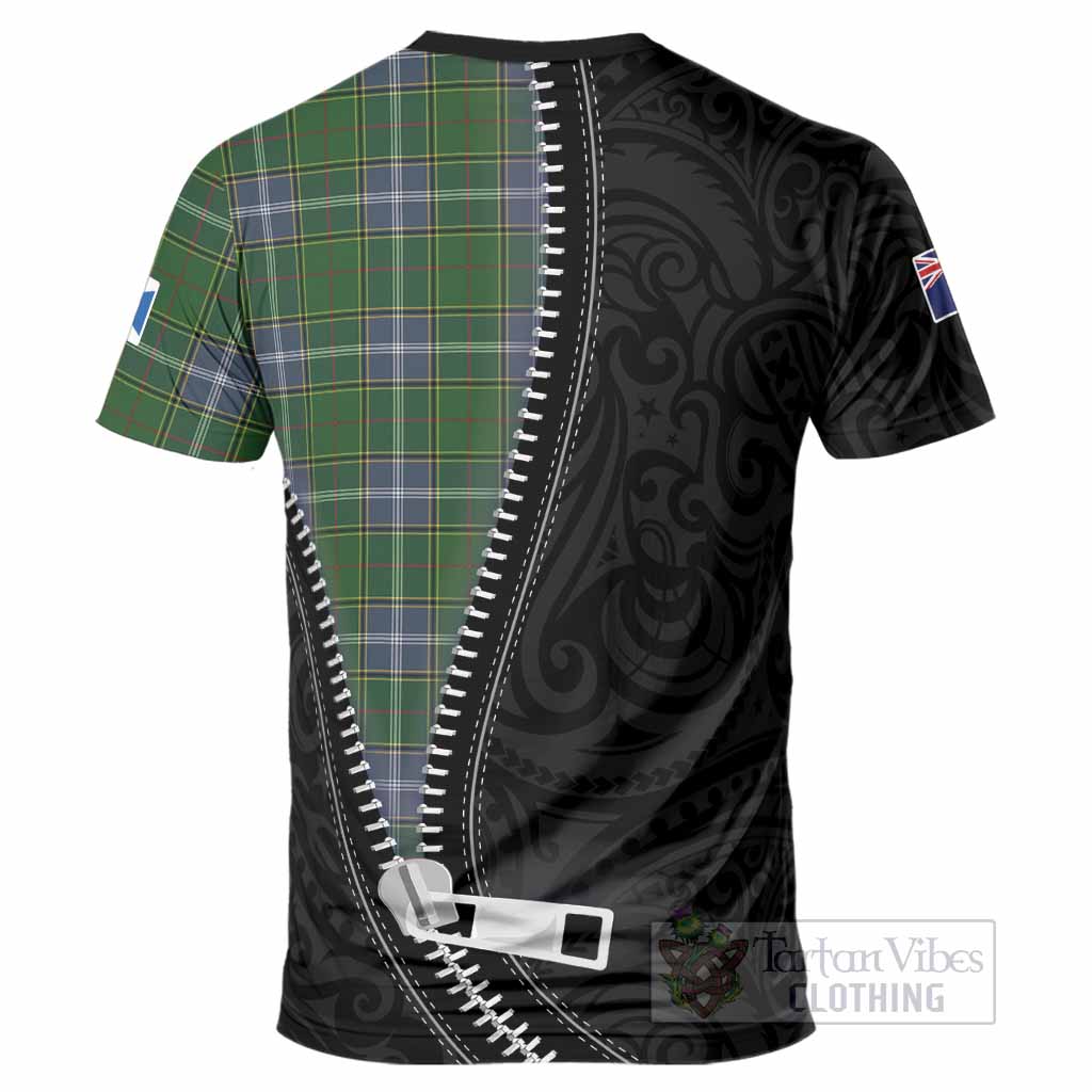 Pringle Tartan T-Shirt New Zealand Pattern Unique Zipper Stylized