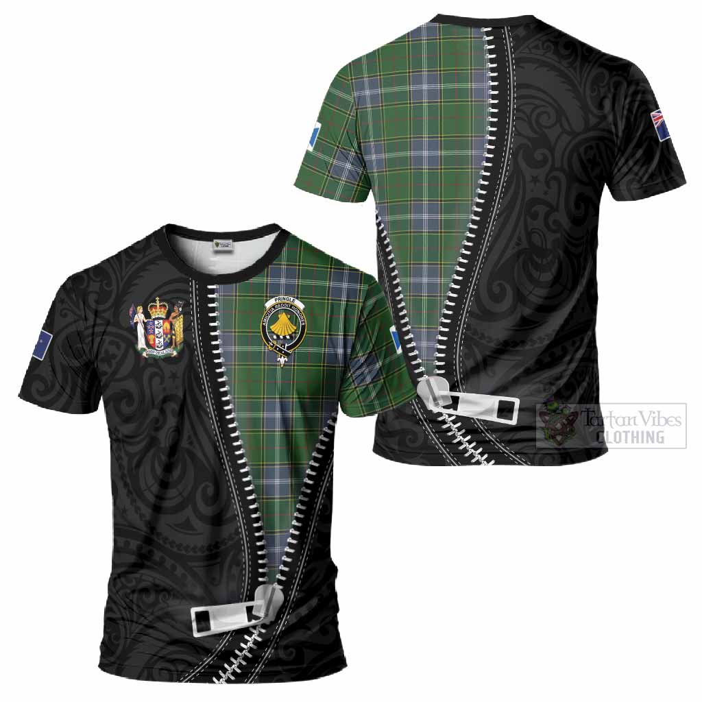 Pringle Tartan T-Shirt New Zealand Pattern Unique Zipper Stylized