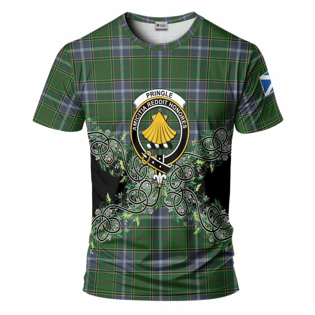 Pringle Tartan T-Shirt Thistle Scottish Spirit