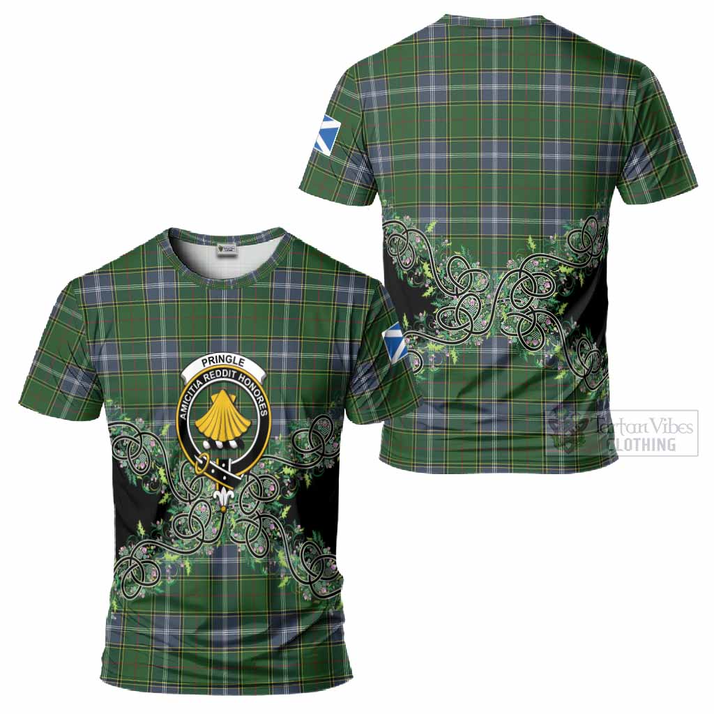 Pringle Tartan T-Shirt Thistle Scottish Spirit