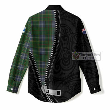 Pringle Tartan Women Casual Shirt New Zealand Pattern Unique Zipper Stylized