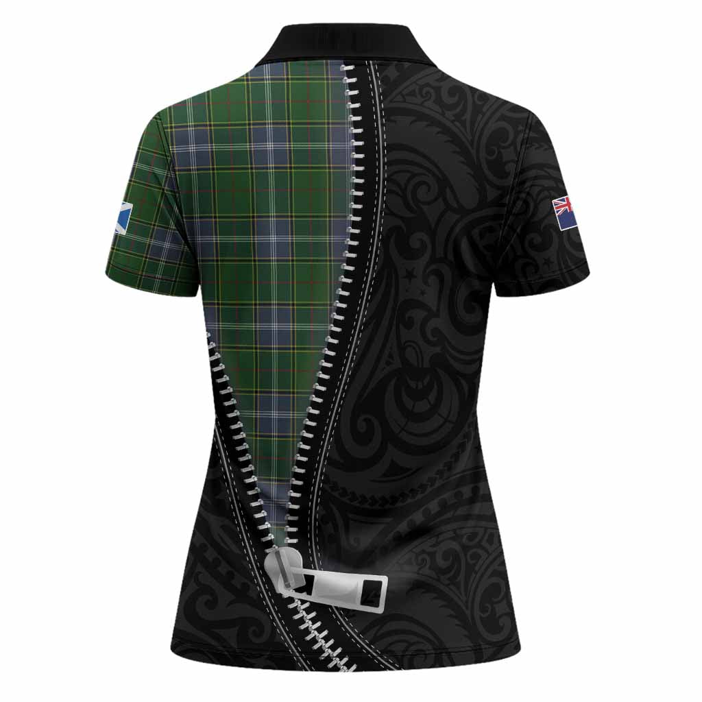 Pringle Tartan Women Polo Shirt New Zealand Pattern Unique Zipper Stylized