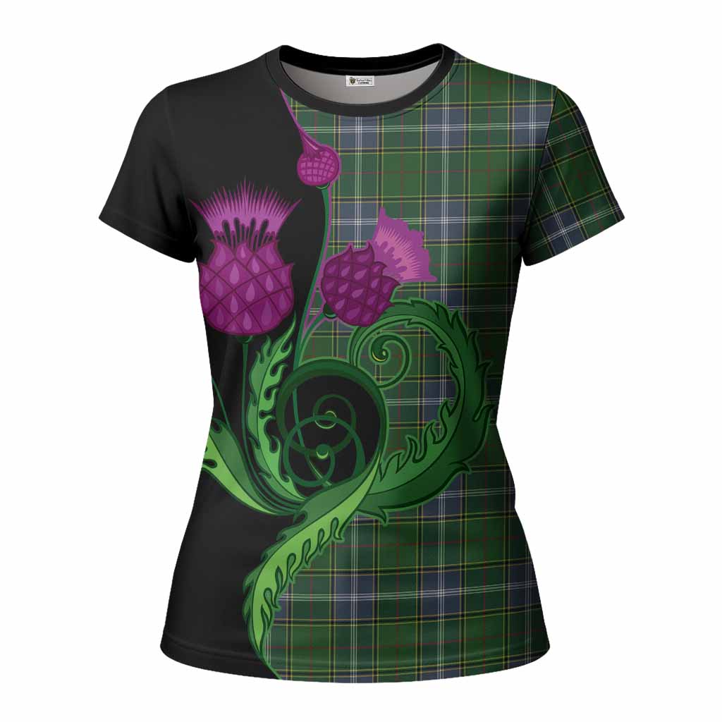 Pringle Tartan Women T shirt Traditional Scottish Thistle
