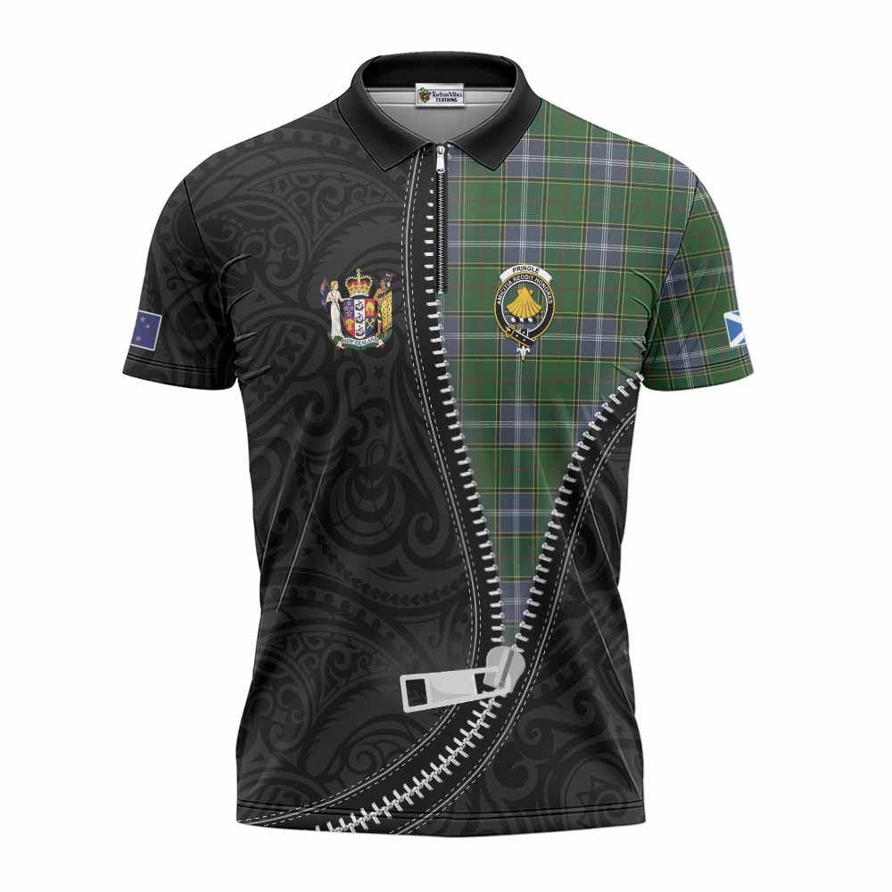 Pringle Tartan Zipper Polo Shirt New Zealand Pattern Unique Zipper Stylized