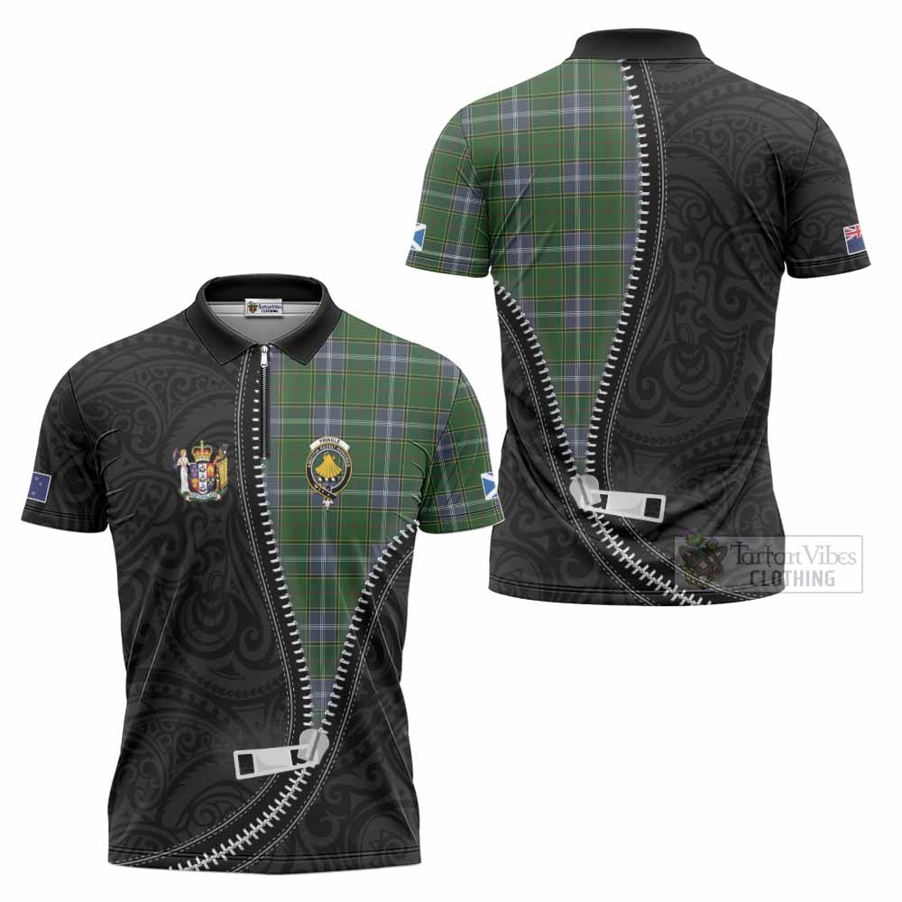 Pringle Tartan Zipper Polo Shirt New Zealand Pattern Unique Zipper Stylized