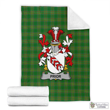 Tartan Vibes Clothing Prior Irish Clan Tartan Blanket with Coat of Arms
