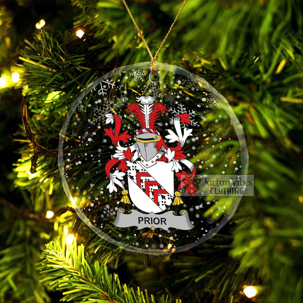 Prior Irish Clan Christmas Glass Ornament with Coat of Arms Transparent Glass Circle - 2D-tartanvibesclothing