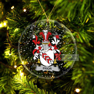 Tartan Vibes Clothing Prior Irish Clan Christmas Glass Ornament with Coat of Arms